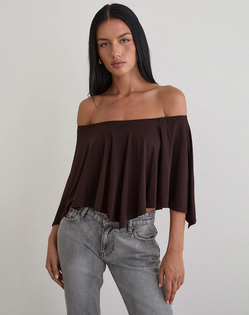 Kanela Slouch Poncho in Jersey Bitter Chocolate - Image 2