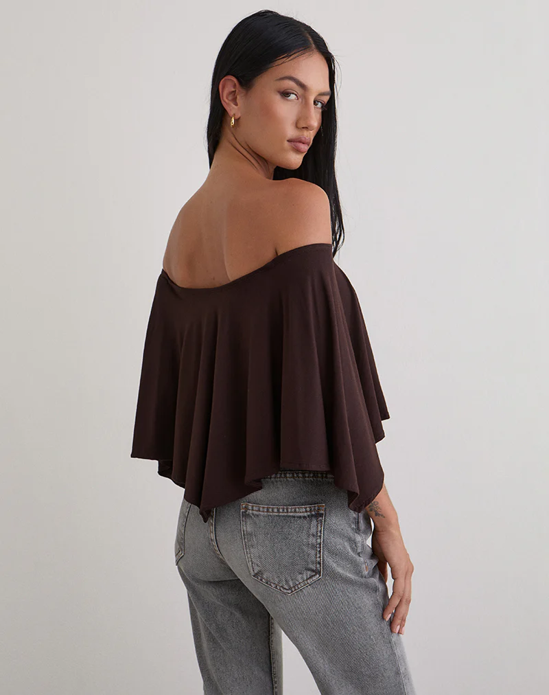 Kanela Slouch Poncho in Jersey Bitter Chocolate - Image 5