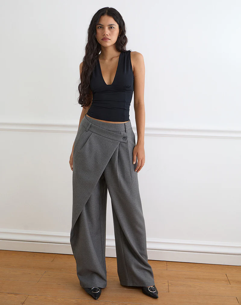 Kanna Asymmetric Trouser in Tailoring Charcoal - Image 2