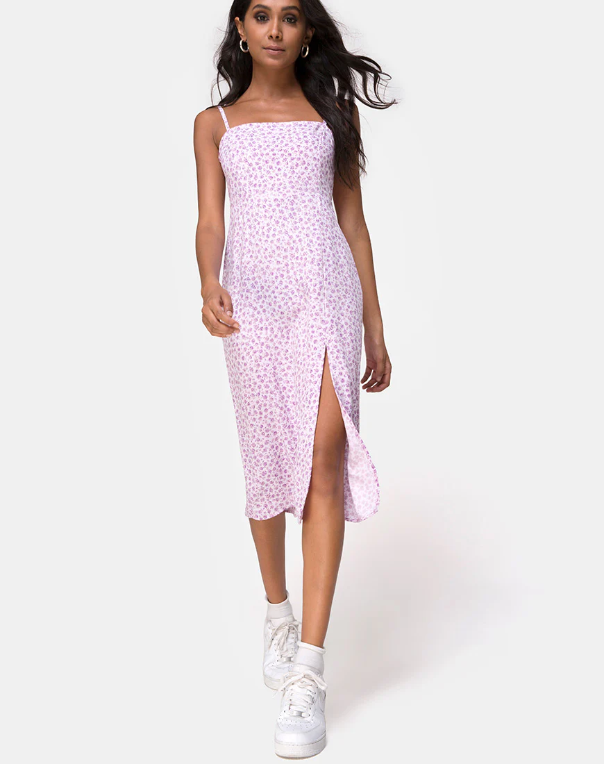 Kaoya Midi Dress in Ditsy Rose Lilac - Image 3