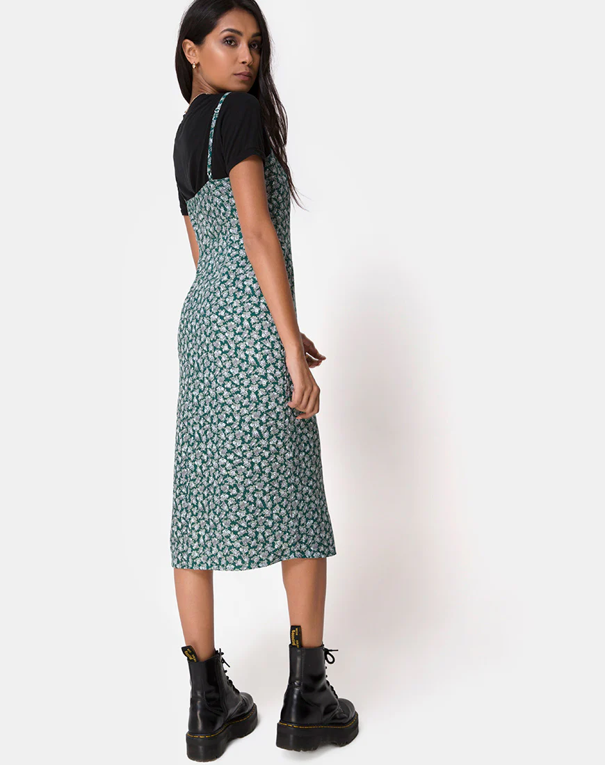Kaoya Midi Dress in Floral Bloom Green - Image 2