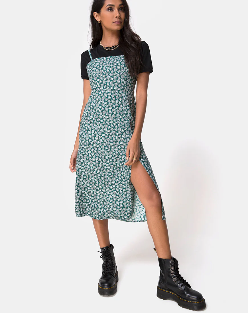 Kaoya Midi Dress in Floral Bloom Green - Image 3