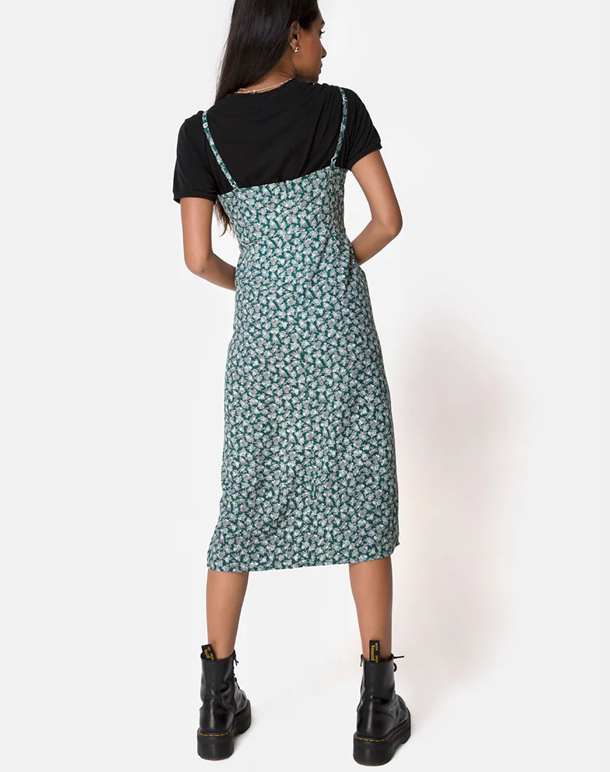 Kaoya Midi Dress in Floral Bloom Green - Image 4
