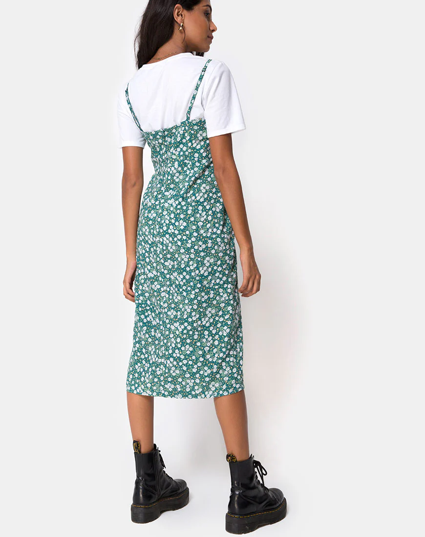 Kaoya Midi Dress in Floral Field Green - Image 4
