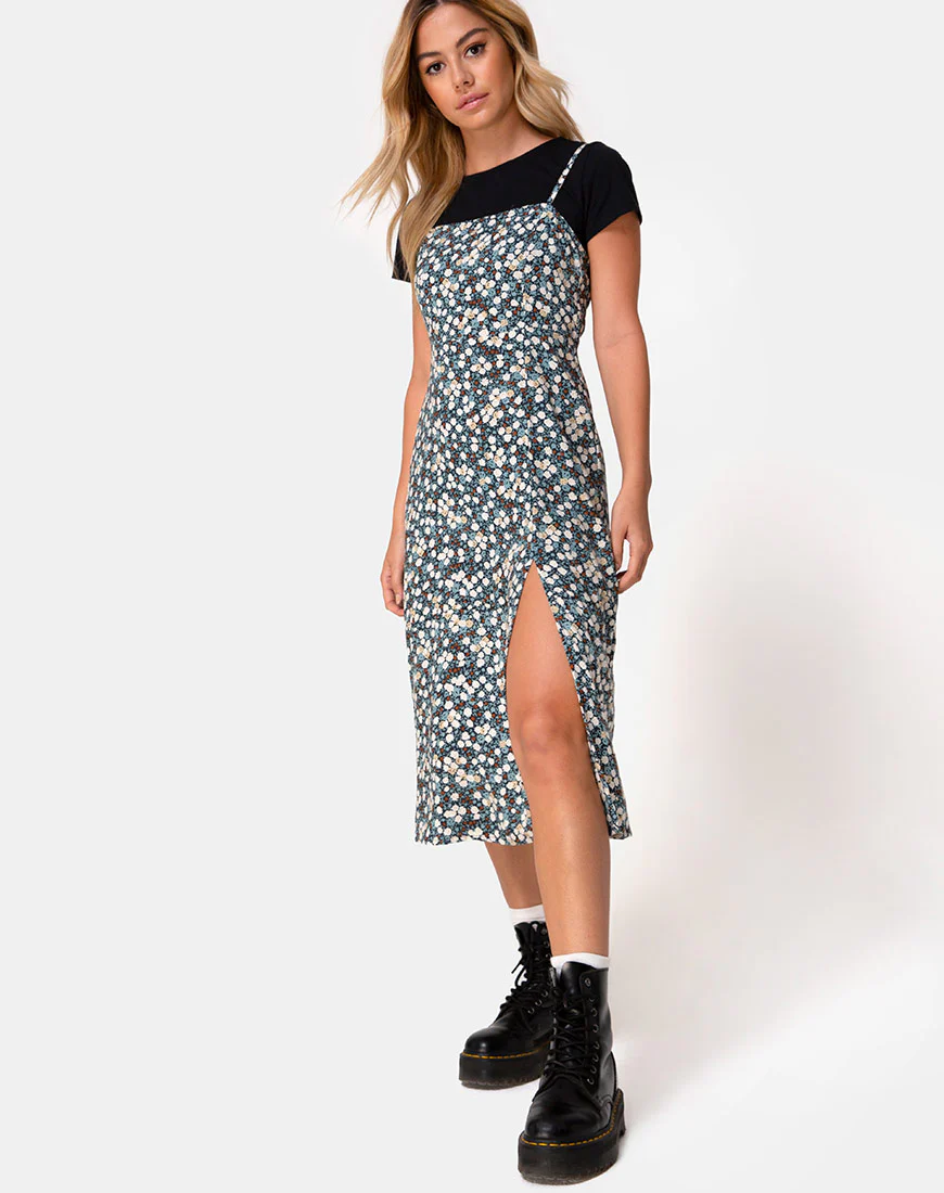 Kaoya Dress in Floral Field Navy
