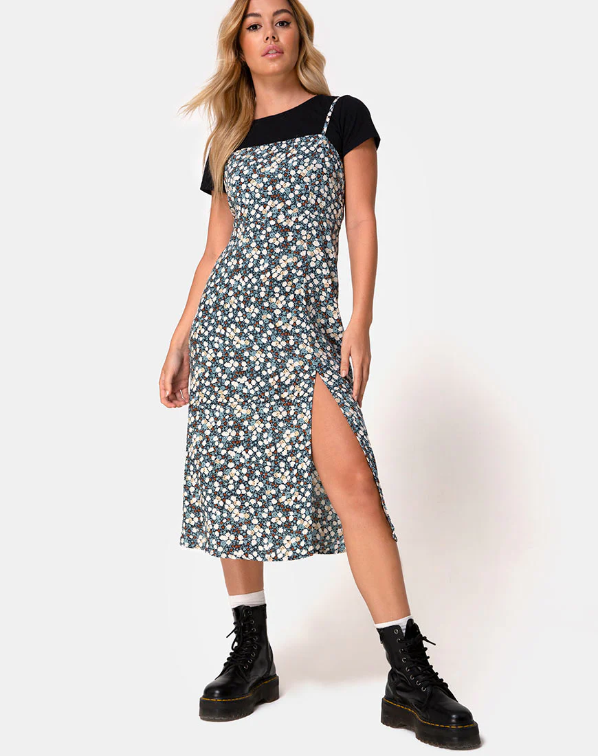 Kaoya Dress in Floral Field Navy - Image 3