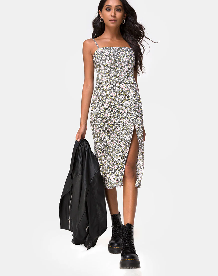 Kaoya Midi Dress in Floral Field Olive - Image 3