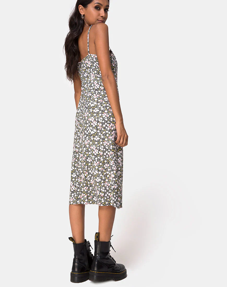 Kaoya Midi Dress in Floral Field Olive - Image 4