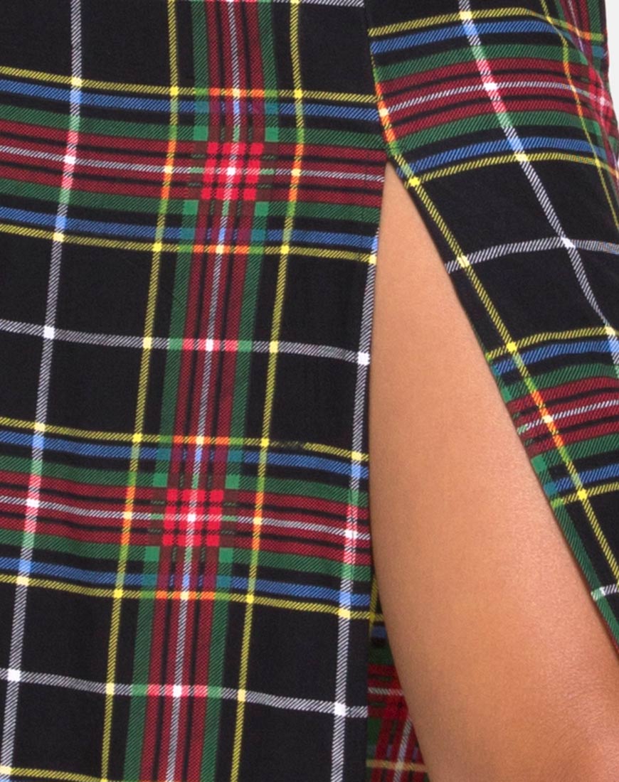 Kaoya Dress in Plaid Red Green Yellow Black - Image 5