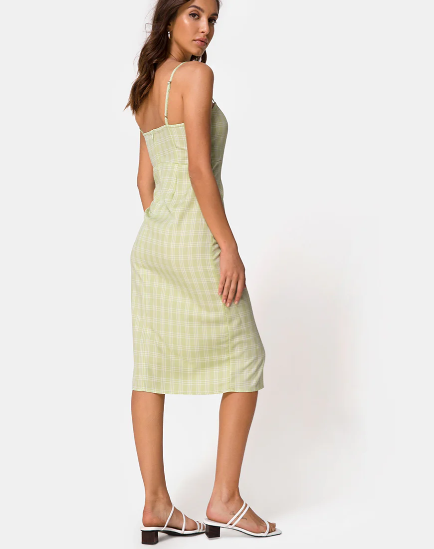Kaoya Midi Dress in Sage Check - Image 2