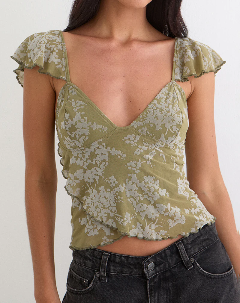 Karaji Top in Moss Petal Olive - Image 2