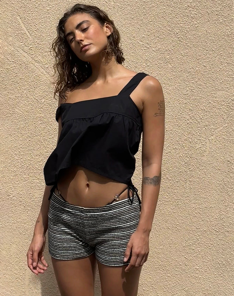 Karana Peplum Top in Poplin Black - Image 3