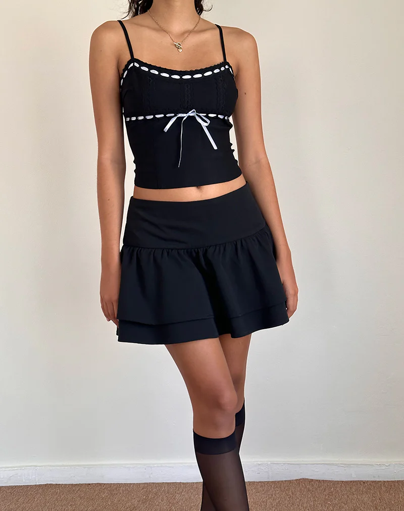 Karda Cami Top in Black with Contrast Ribbon - Image 4