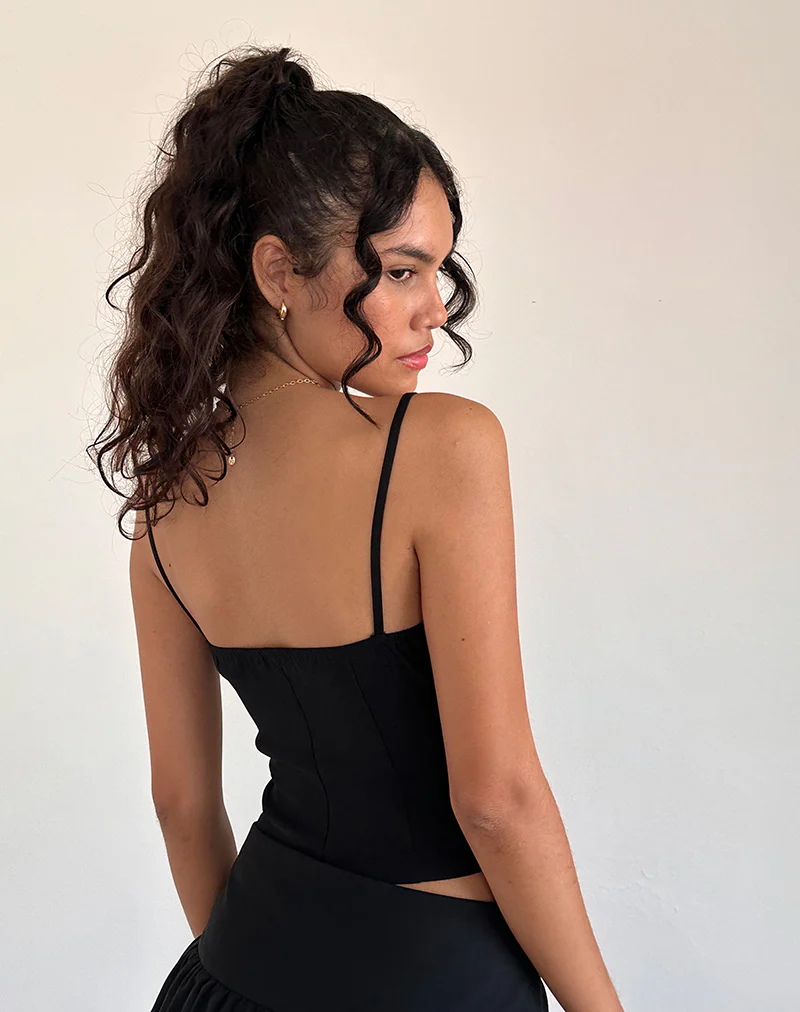 Karda Cami Top in Black with Contrast Ribbon - Image 5