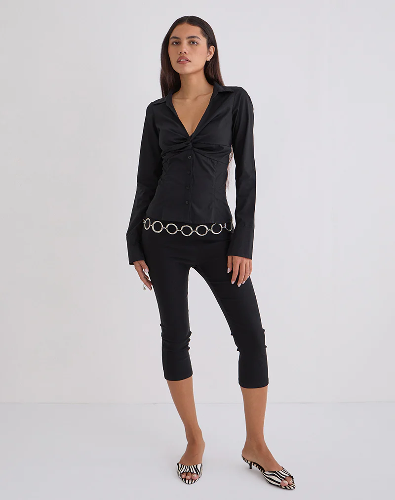 Karis Shirt in Poplin Black - Image 2