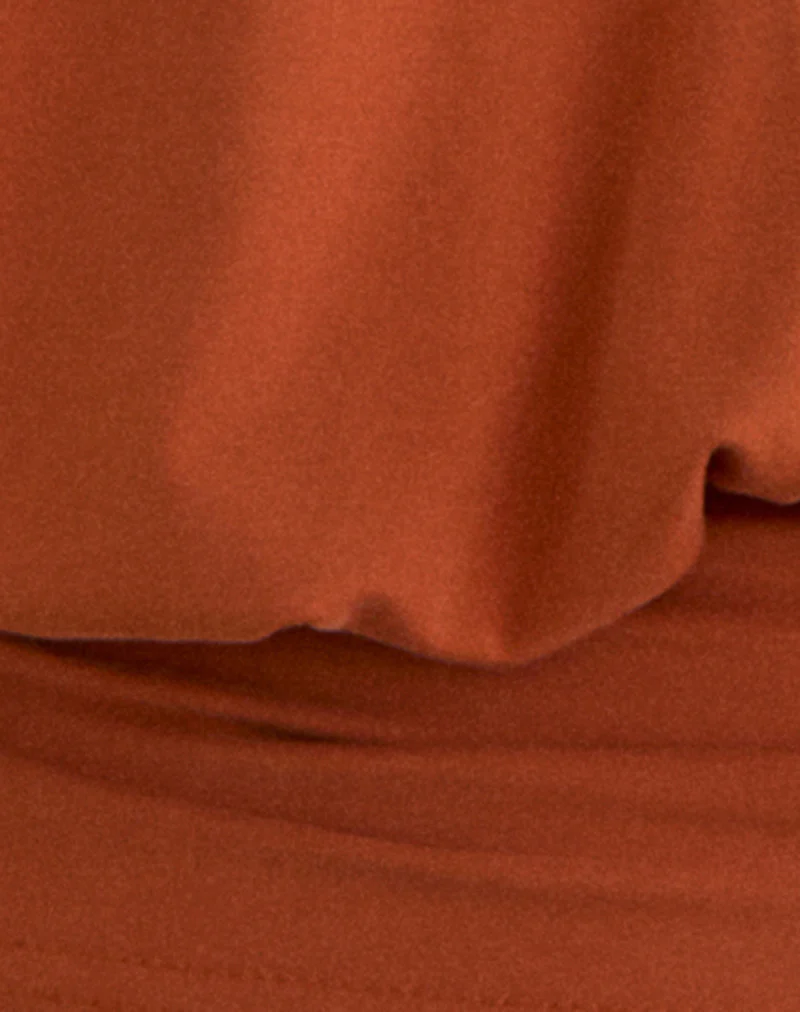 Karise Plunge Top in Cupro Burnt Orange - Image 6