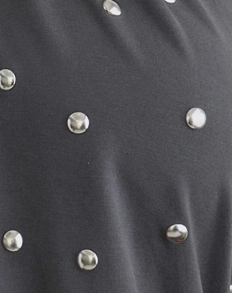 Karise Plunge Top in Cupro Charcoal Grey - Image 5