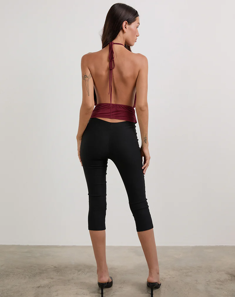 Karise Plunge Top in Cupro Dark Red - Image 4