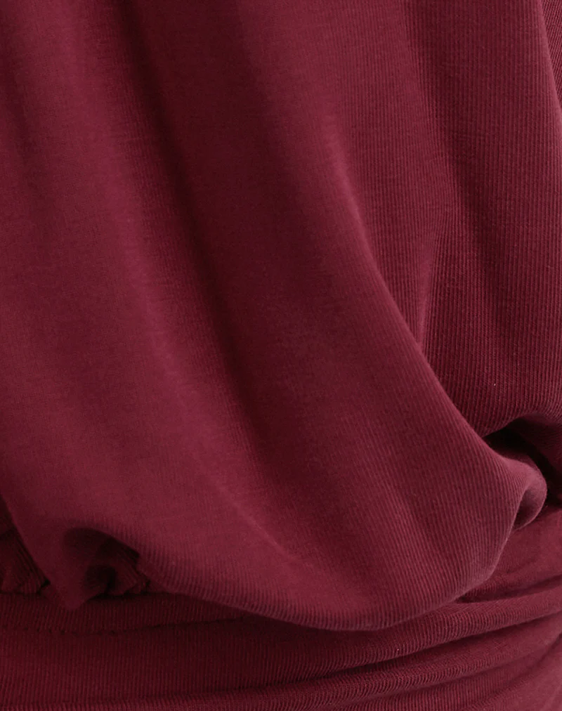 Karise Plunge Top in Cupro Dark Red - Image 6