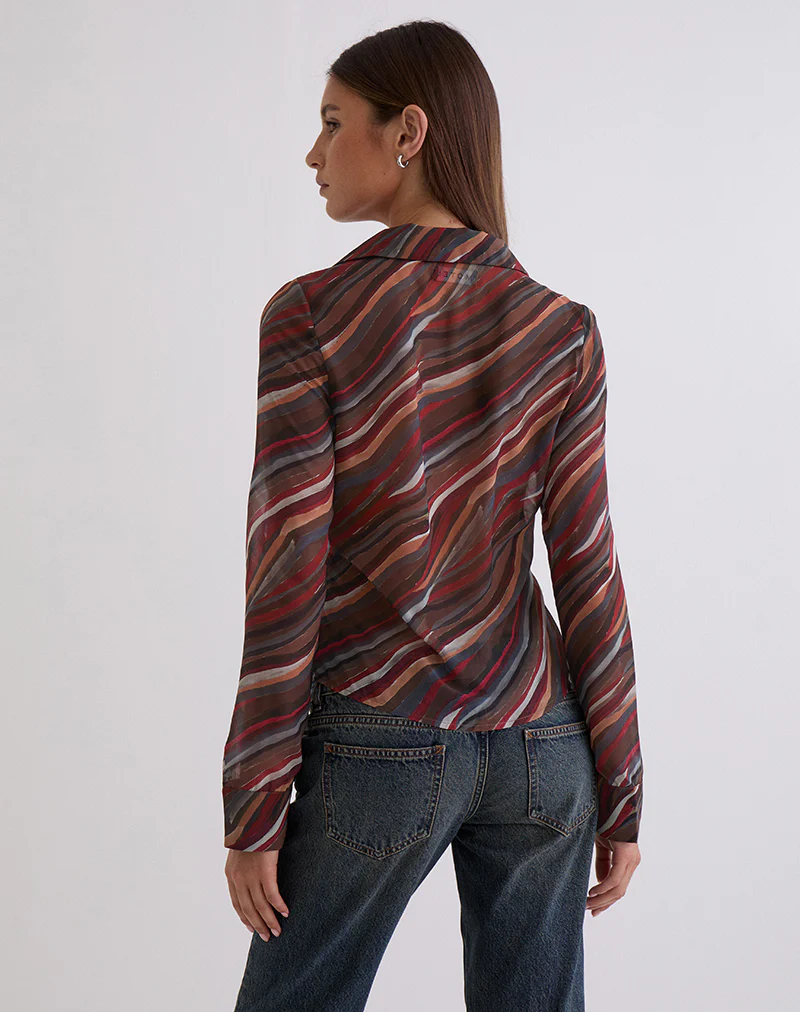 Karisma Shirt in Chiffon 70's Shadow Stripe - Image 4