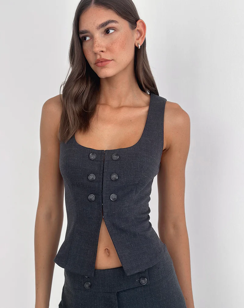 Kariso Corset Top in Tailoring Grey Blue - Image 2