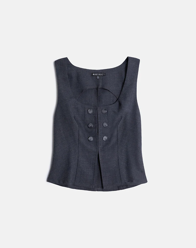 Kariso Corset Top in Tailoring Grey Blue - Image 3