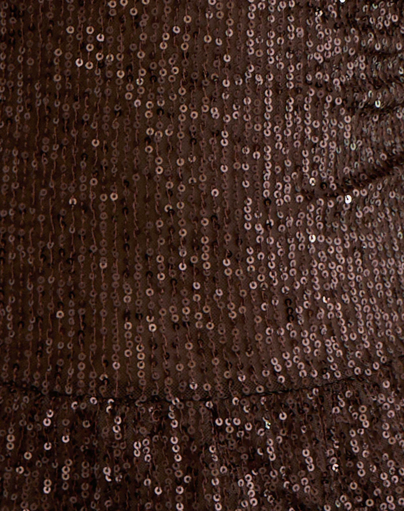 Karka Cami Top in Drape Sequin Brown - Image 8