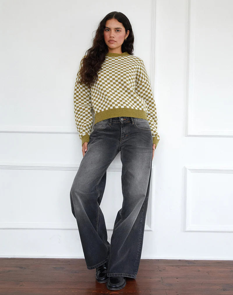 Karu Jumper in Check Green - Image 2