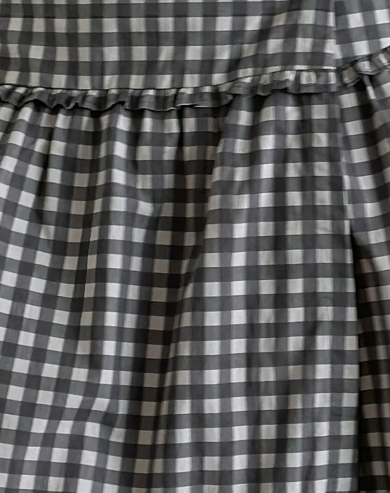Kasya Midi Skirt in Tonal Gingham Black and Grey - Image 6