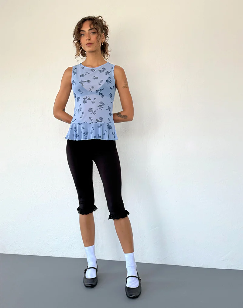 Katnis Top in Inky Blue Floral Mesh - Image 4