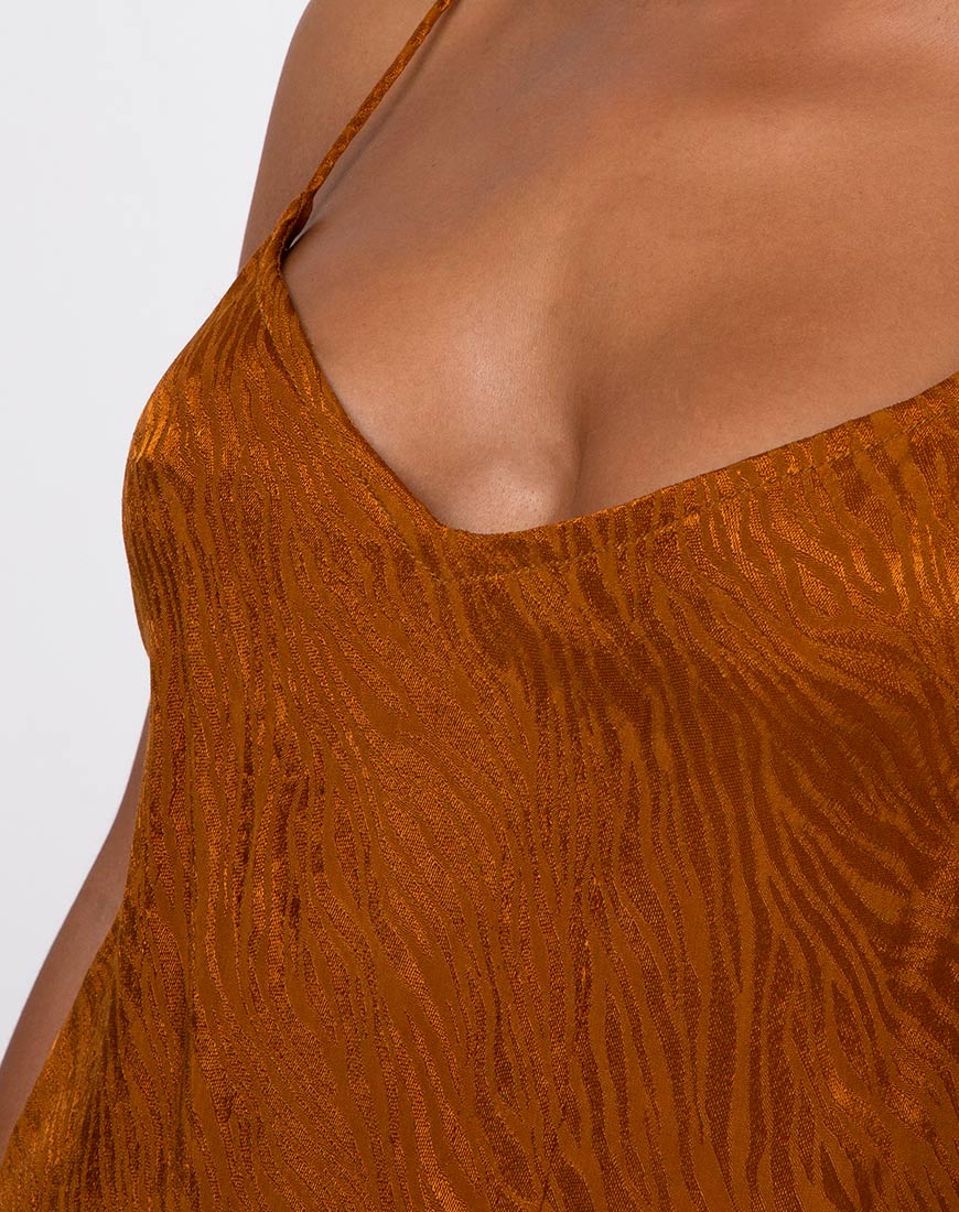 Katya Mini Dress in Satin Zebra Golden Coral - Image 5