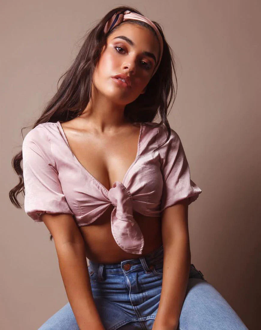 Kavida Crop Top in Satin Dusty Rose - Image 2