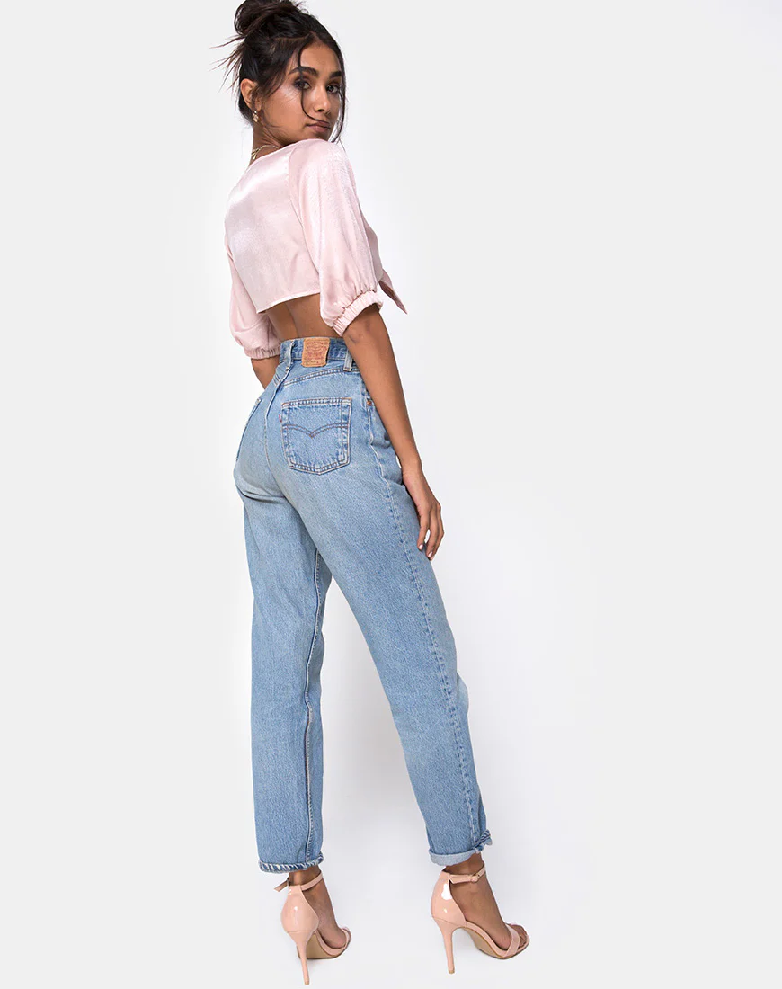 Kavida Crop Top in Satin Dusty Rose - Image 5