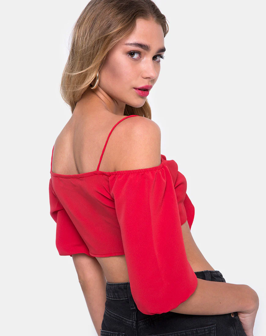 Kavon Crop Top in Red - Image 2