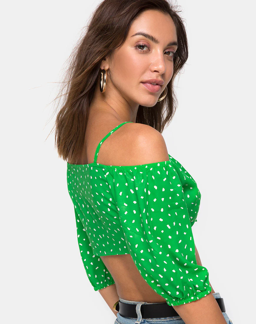 Kavon Crop Top in Green Diana Dot - Image 2