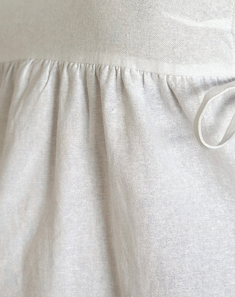 Kawase Tie Side Mini Dress in Linen White - Image 6