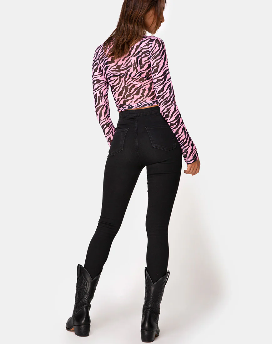 Kayak Wrap Top in Blush Zebra Mesh - Image 4