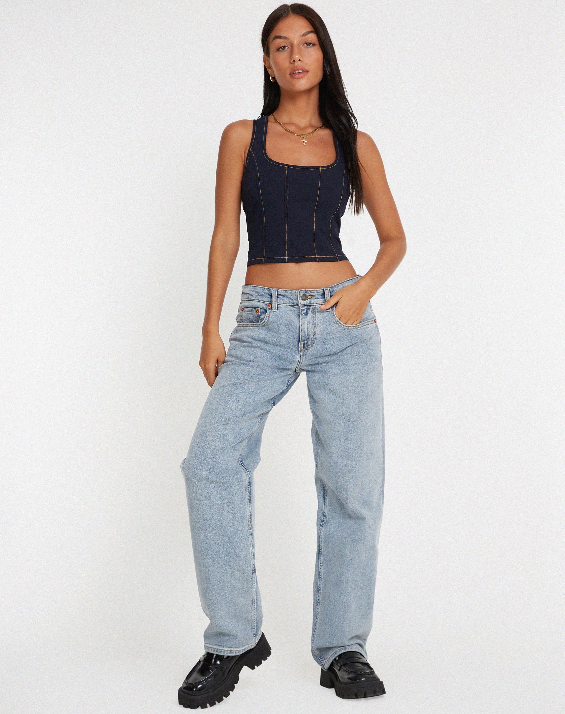 Kayaso Corset Top in Navy - Image 4