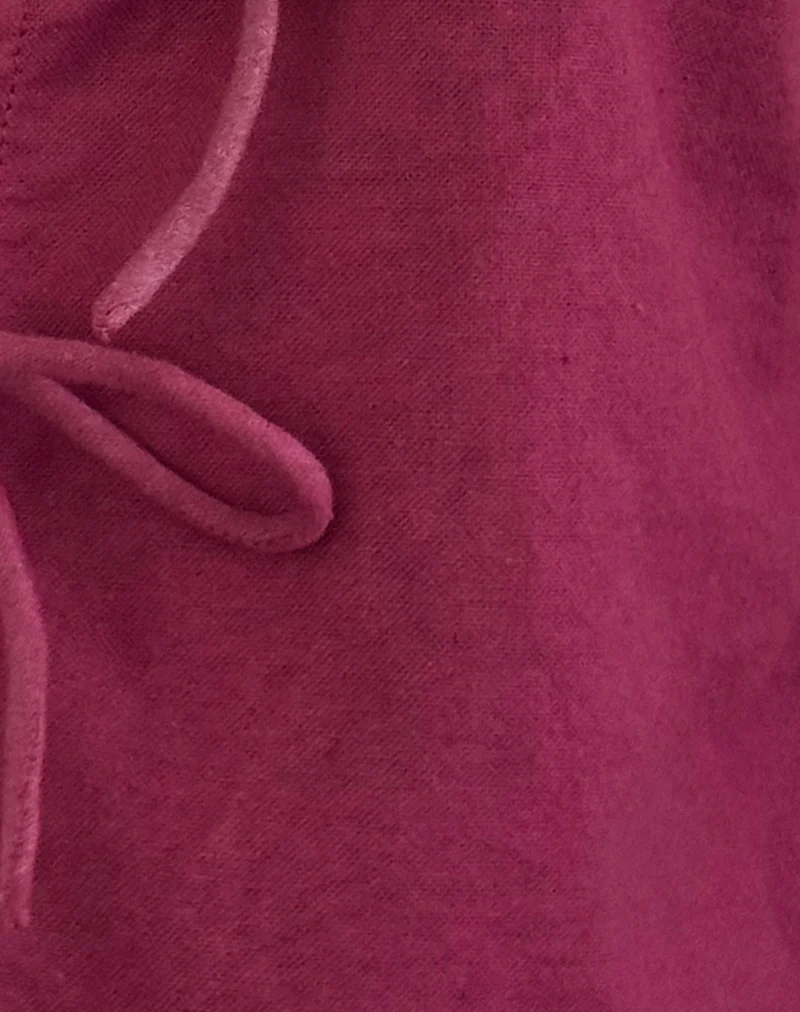 Kayve Tie Front Top in Burgundy - Image 5