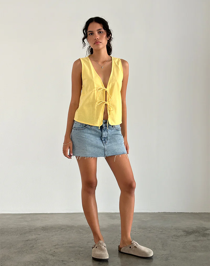 Kayve Tie Front Top in Lemonade - Image 4