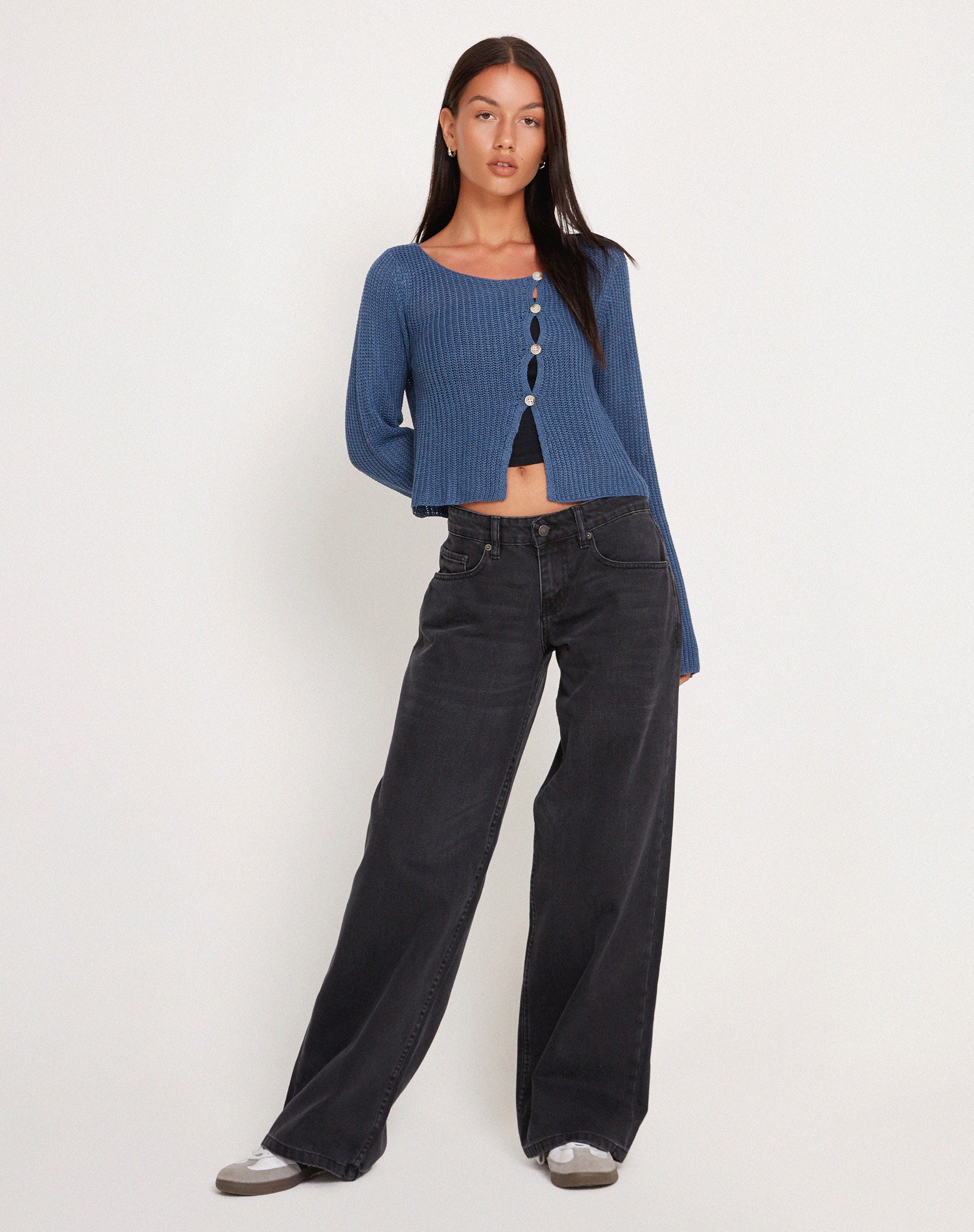 Kazayo Long Sleeve Knit Top in Midnight Blue - Image 3