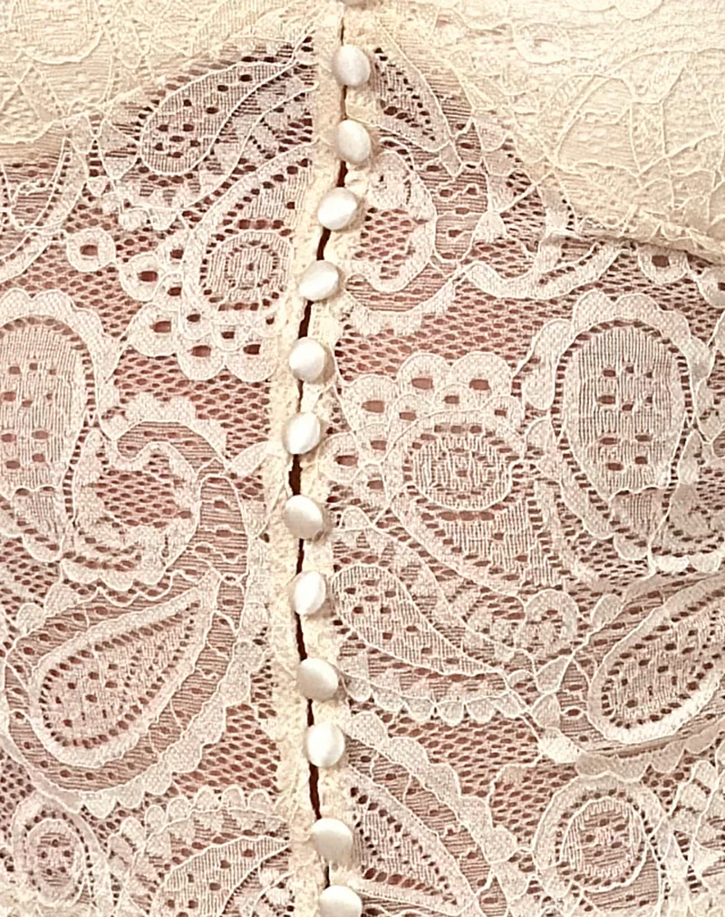Kefira Plunge Neck Top in Lace Cream - Image 6