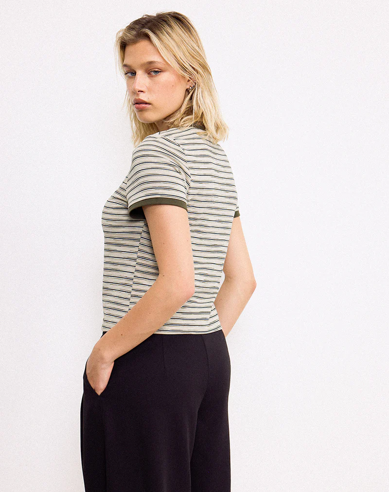 Keiko Top in Stripe Jersey Tonal Brown - Image 3