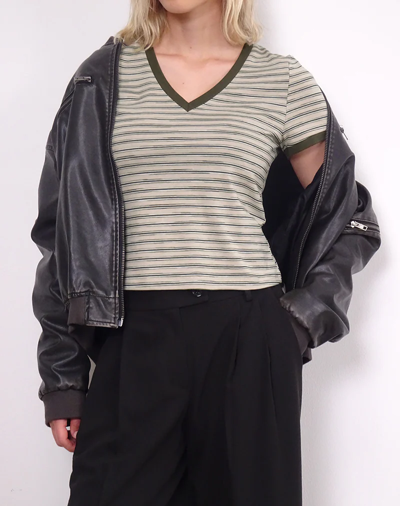 Keiko Top in Stripe Jersey Tonal Brown - Image 4