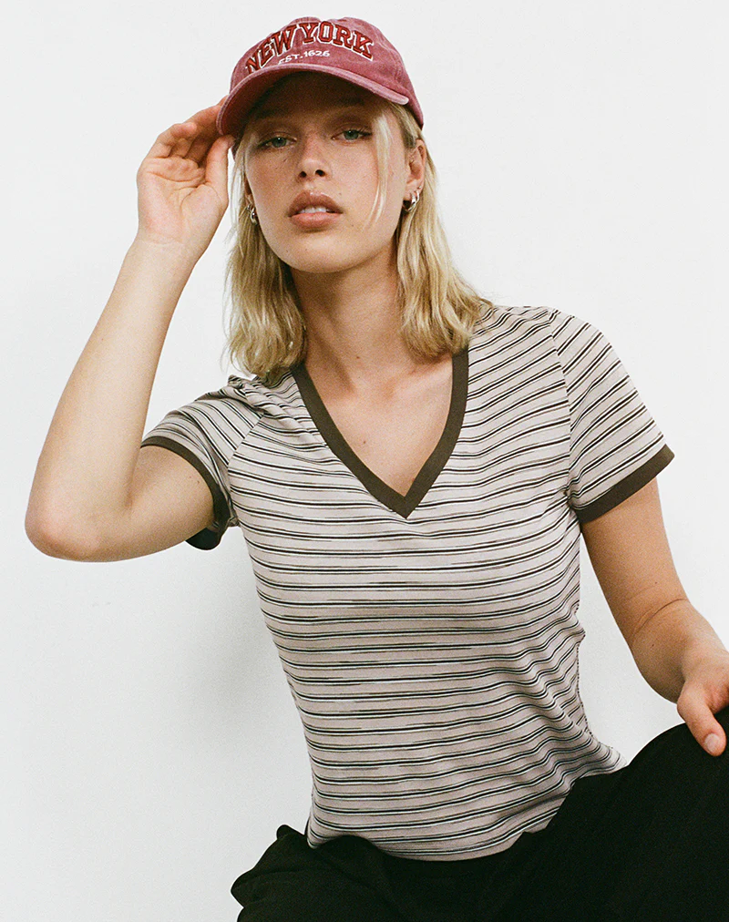 Keiko Top in Stripe Jersey Tonal Brown - Image 5