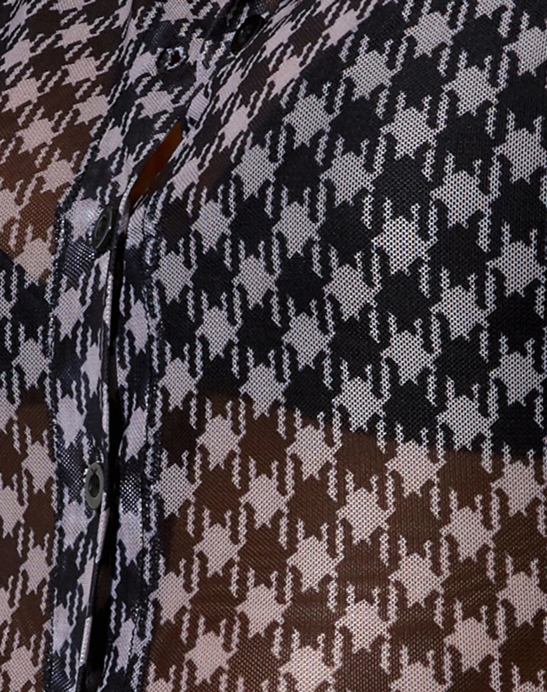 Kelly Shirt in Mesh Diagonal Dogtooth Black and Tan - Image 6