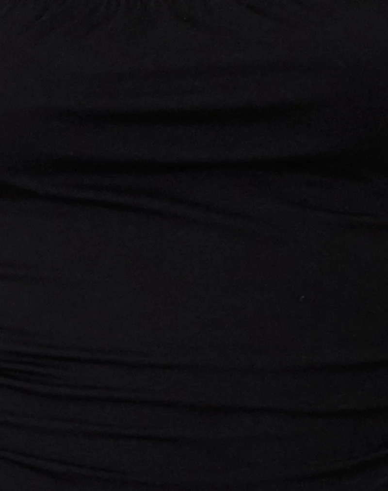 Kelmere Open Neck Top in Jersey Plain Black - Image 6