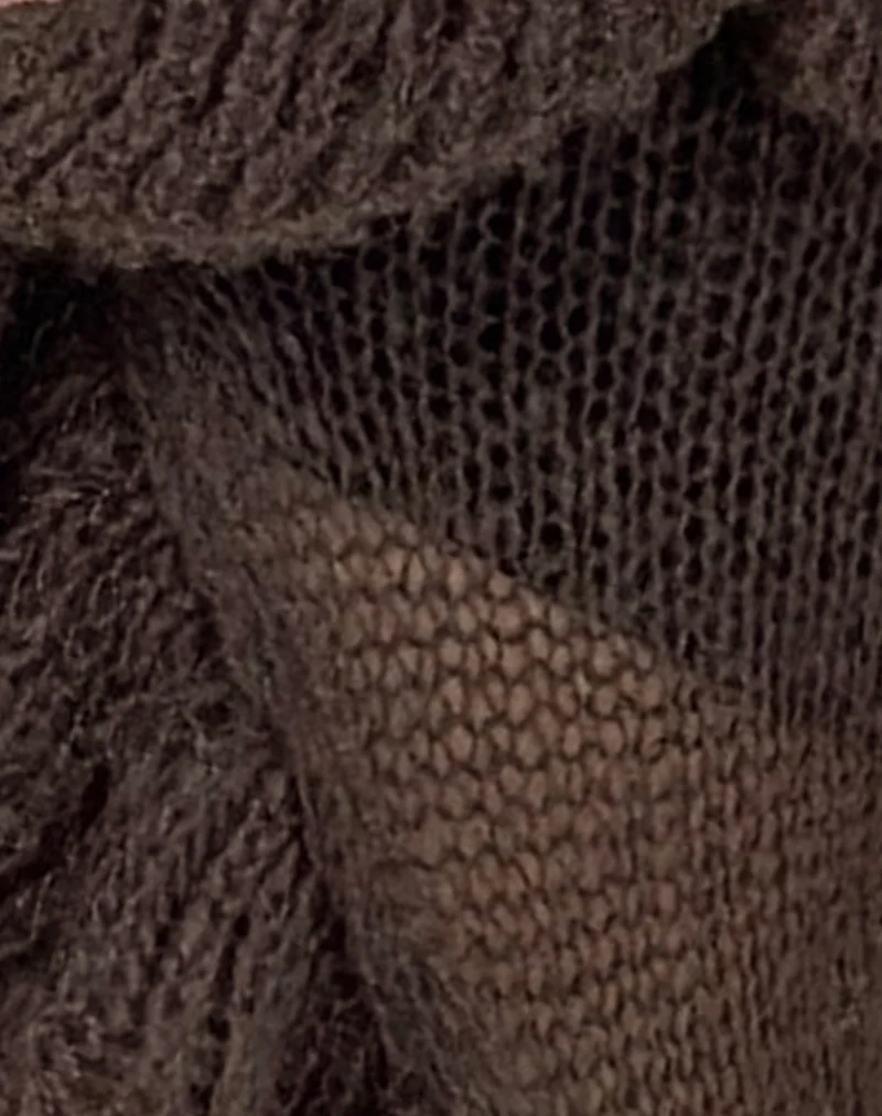 Kendra Ruffle Cardigan in Chocolate Brown - Image 6