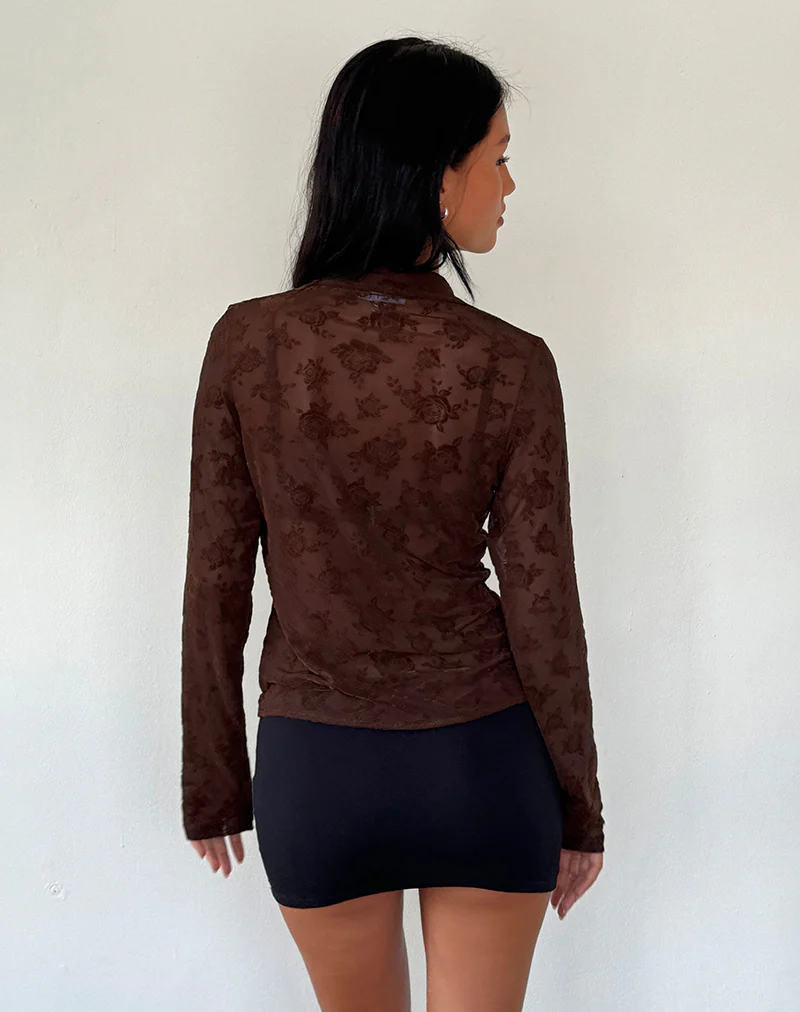 Kenila Romantic Rose Shirt in Flock Brown - Image 4