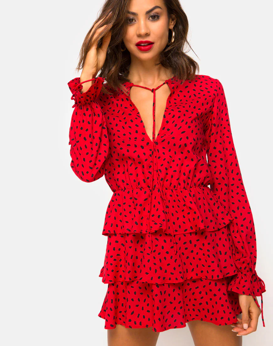 Kepsibelle Dress in Mini Diana Dot Red and Black - Image 2